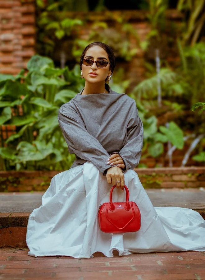 Veganologie  Mini Gemma Handbag in Red Made From 1.3 Bamboo Stems for Women | Best Price UAE