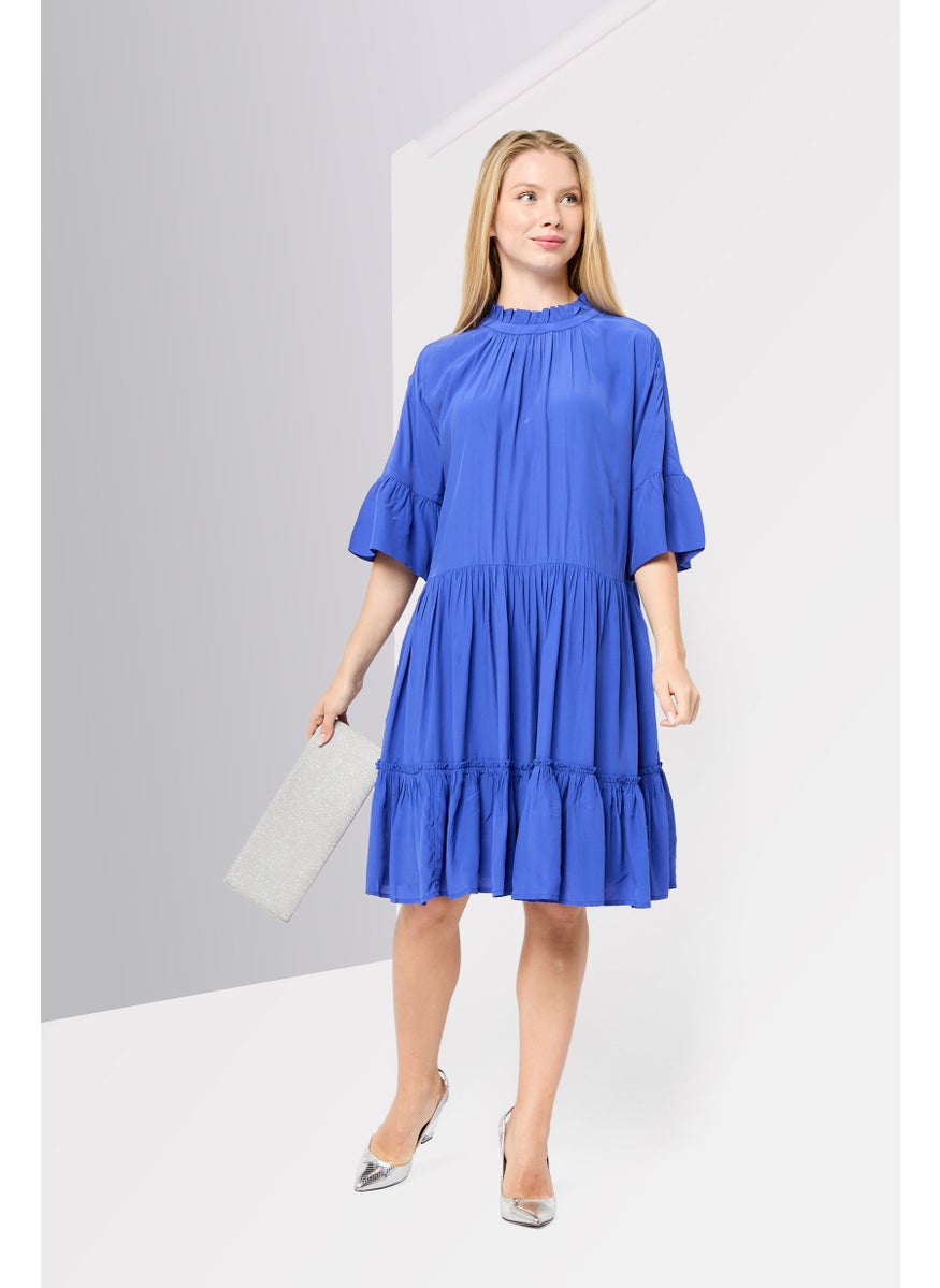 Scotch & Soda Women Textured Mini Dress, Blue  - Image 2