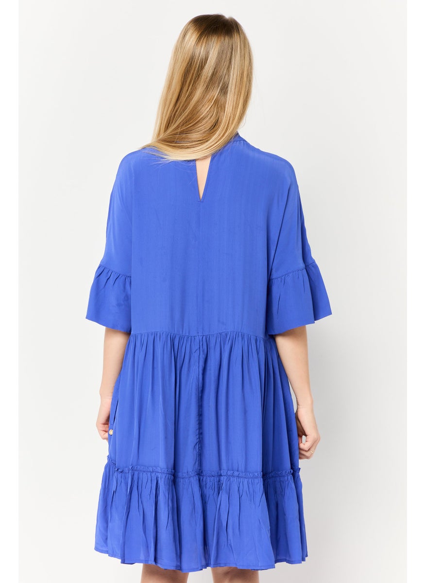 Scotch & Soda Women Textured Mini Dress, Blue  - Image 4