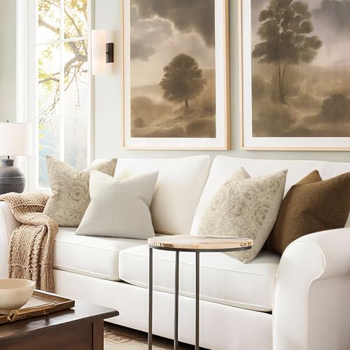 DKwizme Vintage Floral Print Throw Pillow Covers 20x20 Set of 2 Neutral Modern Farmhouse Pillowcases Accent Decorative Cushion Covers Boho Home Decor for Couch Sofa Chair Bed Living Room, Natural Beige - Image 4