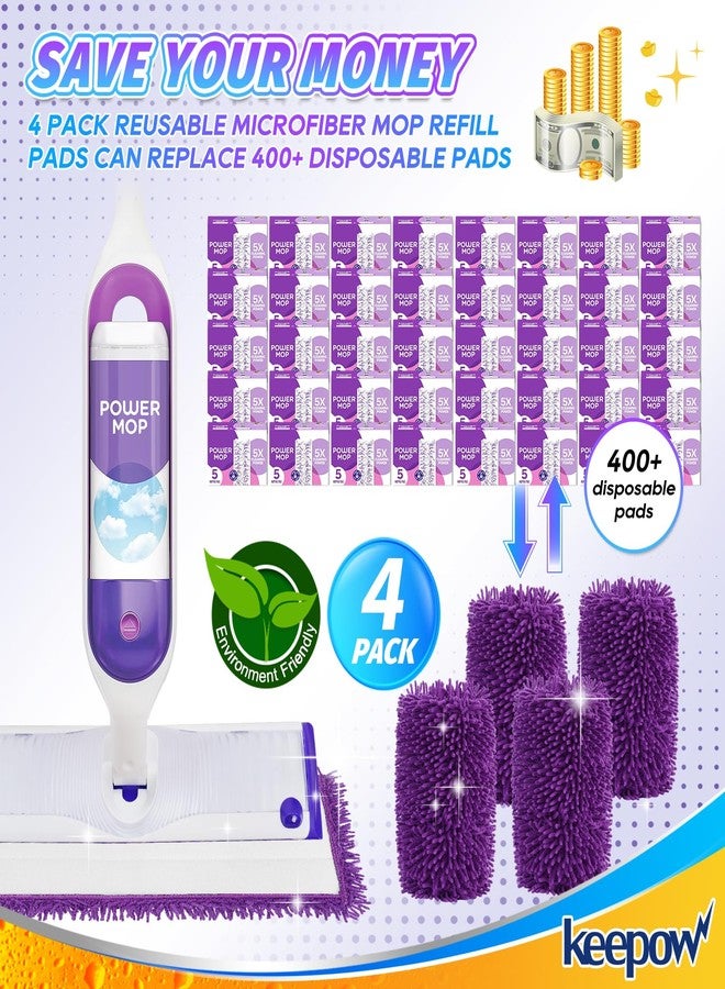 KEEPOW Reusable Power Mop Refill Pads Compatible with Swiffer PowerMop, Microfiber Power Mop Refills, Power Mop Pads for Hardwood Floor Cleaning, 4 Pack (Mop is Not Included) - Image 5