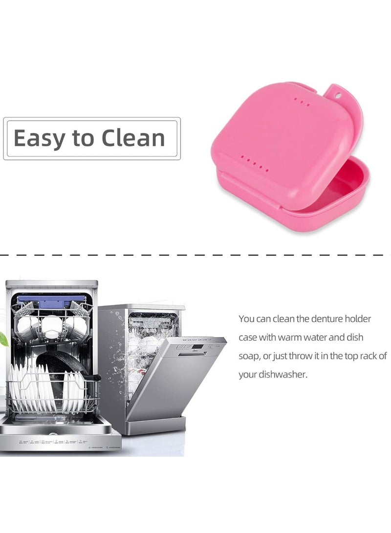Portable Orthodontic Retainer Storage Box - Pink, Ideal for Braces and Night Guards, with Vented Holes for Hygienic Cleaning - pink color - Image 5