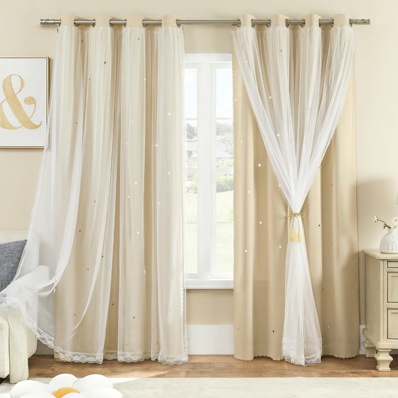 XiDi Curtains for Bedroom Decor Beige34/63/1 - Image 1