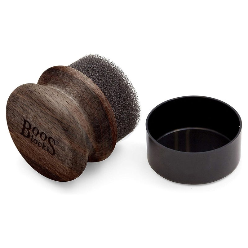Boos Block John Boos Oil  Cream Round Applicator for Wood Cutting Boards Butcher Blocks  Utensils Walnut  Solid Hardwood Handle Silver IonTreated Sponge Storage Cap Easy and Even Application