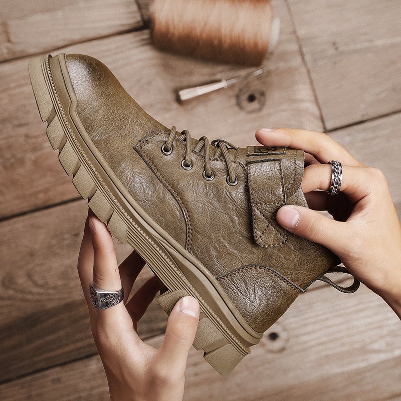 Men'S Shoes Winter New Velvet Warm Boots Men'S British Low-Top Casual Leather Shoes American Retro Work Shoes - Image 3