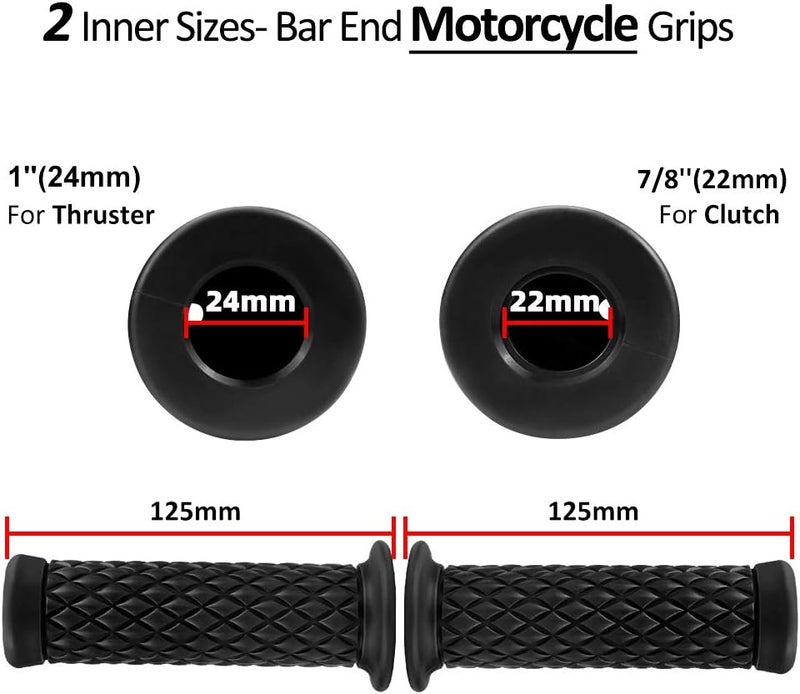 surpassme Motorcycle Grips Non Slip Rubber Bar End Thruster Grip 7/8" 22mm 24mm Motorcycle Comfort Hand Handlebar Grip Thruster Grip - Image 2