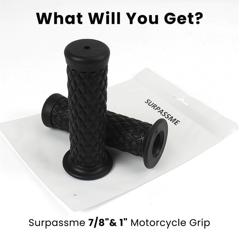 surpassme Motorcycle Grips Non Slip Rubber Bar End Thruster Grip 7/8" 22mm 24mm Motorcycle Comfort Hand Handlebar Grip Thruster Grip - Image 5
