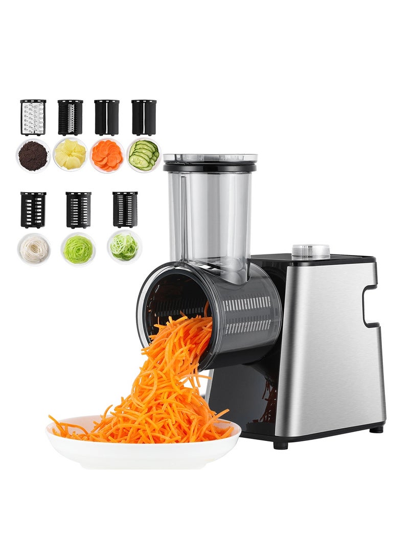 ET-LIFE 7 in 1 Professional Electric Cheese Grater and Slicer, 300W, for Vegetable, Block Cheese, Salad Maker, Shredded Carrot, Zucchini for Home Kitchen - Image 1