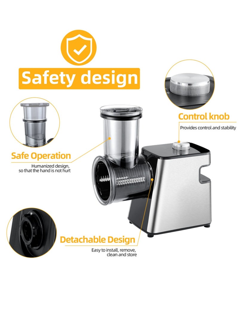 ET-LIFE 7 in 1 Professional Electric Cheese Grater and Slicer, 300W, for Vegetable, Block Cheese, Salad Maker, Shredded Carrot, Zucchini for Home Kitchen - Image 4