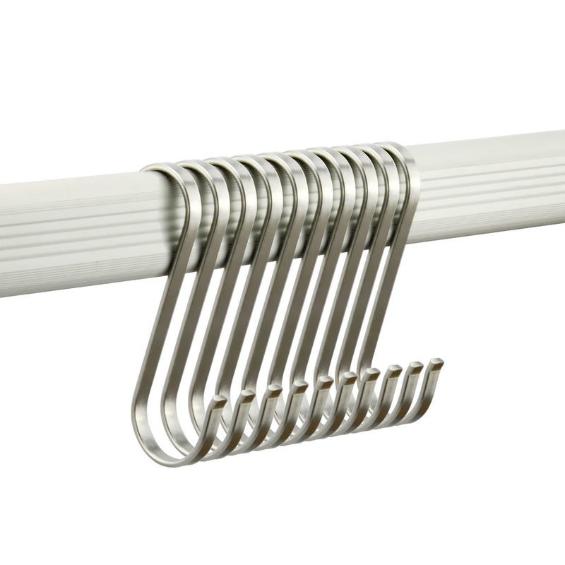 NXG 15 Pack 425 Inch 304 Stainless Steel S Flat Hook S Shape Durable Hanging Hooks for Kitchen Office Home Garden Workplace Outdoor