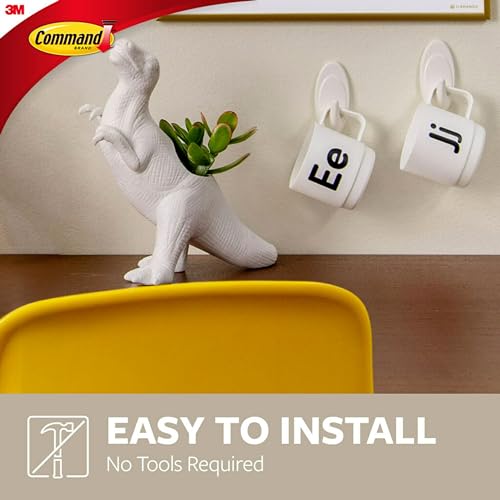 Command White Terrace Hooks, 2 Hooks with 4 Command strips, Holds up to 3 lb, Damage Free Hanging Wall Hooks with Adhesive Strips, No Tools Wall Hooks for Hanging Decorations in Living Spaces - Image 4