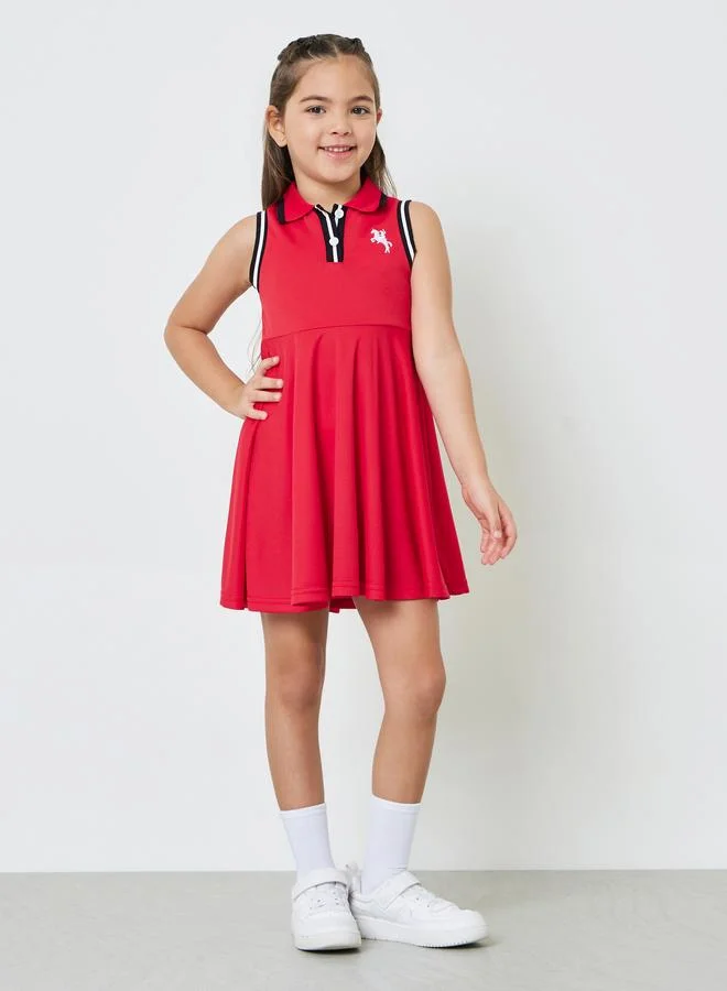 ستايلي Girls Tipped Detail Sleeveless Polo Dress
