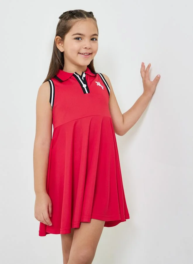 ستايلي Girls Tipped Detail Sleeveless Polo Dress