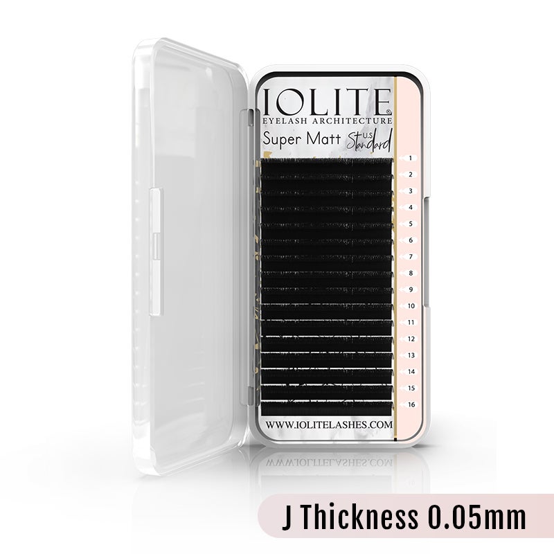 IOLITE Super Matte Eyelash Extensions – Ultra-Black, Soft & Lightweight for Salon-Quality Volume  J Curl 0.05 Thickness Eyelashes Lashes  ISMJ5T