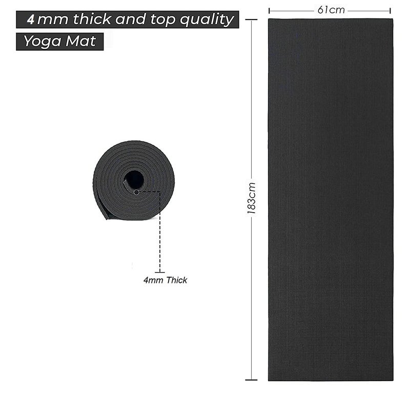 IRIS Fitness Heavy duty (weighs 900 grams) PVC Yogamat, 183cm x 61cm x 4mm (Charcoal Black) - Image 3