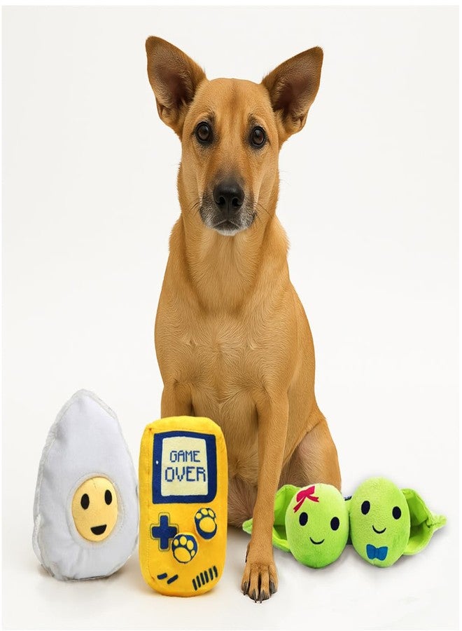 Mutt of Course 3 Plush Toys Combo with Pawtendo, Egg Squeaky & Peas in A Pod Stuffed with Squeakers for Dogs - Image 1