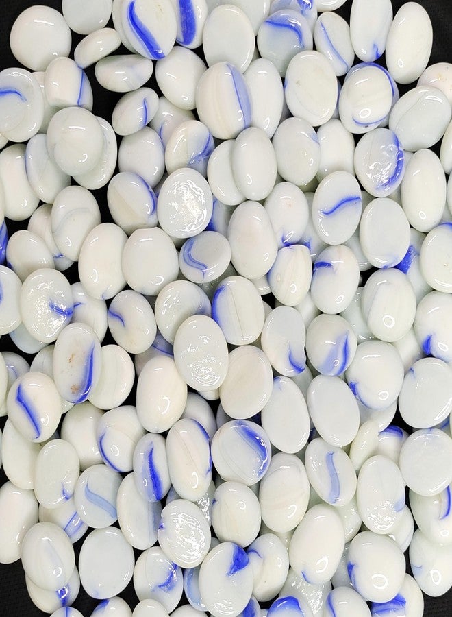DS1 Glass Pebbles Decorative Glass Stones for Aquariums, Fish Tank, Fireplace, Vase Filler, Plants Pot, Garden, Lawn, Table Decor for Indoor and Outdoor Home Décor (White/Blue, 2.0 Kg) - Image 2