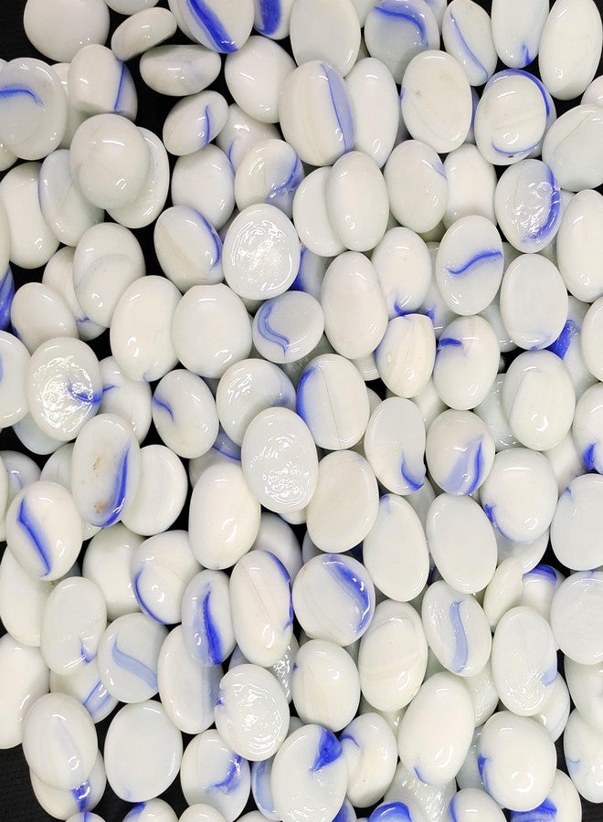DS1 Glass Pebbles Decorative Glass Stones for Aquariums, Fish Tank, Fireplace, Vase Filler, Plants Pot, Garden, Lawn, Table Decor for Indoor and Outdoor Home Décor (White/Blue, 2.0 Kg) - Image 1