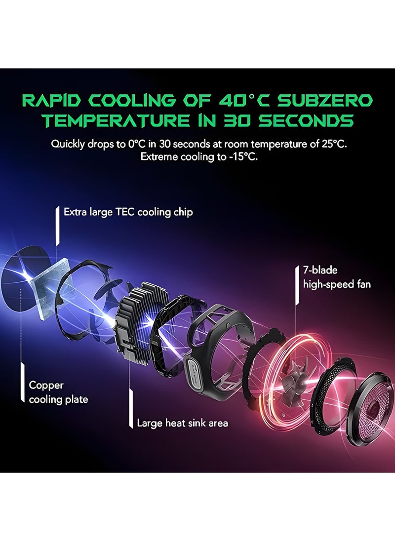 BLACK SHARK - Phone Cooler Black Shark MagCooler 4 Pro Magnetic Phone Cooling Fan RGB Light  App 27W Cellphone Radiator for Gaming  Video Streaming  Car Driving Mobile Cooler for Phones  Tablets (BLACK) - Image 1
