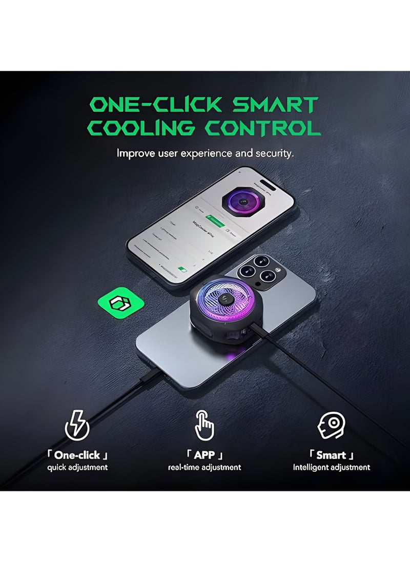 BLACK SHARK - Phone Cooler Black Shark MagCooler 4 Pro Magnetic Phone Cooling Fan RGB Light  App 27W Cellphone Radiator for Gaming  Video Streaming  Car Driving Mobile Cooler for Phones  Tablets (BLACK) - Image 1