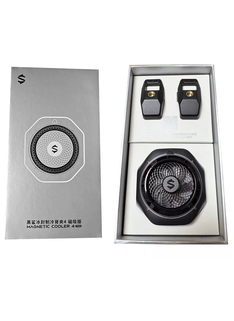 BLACK SHARK - Phone Cooler Black Shark MagCooler 4 Pro Magnetic Phone Cooling Fan RGB Light  App 27W Cellphone Radiator for Gaming  Video Streaming  Car Driving Mobile Cooler for Phones  Tablets (BLACK) - Image 1