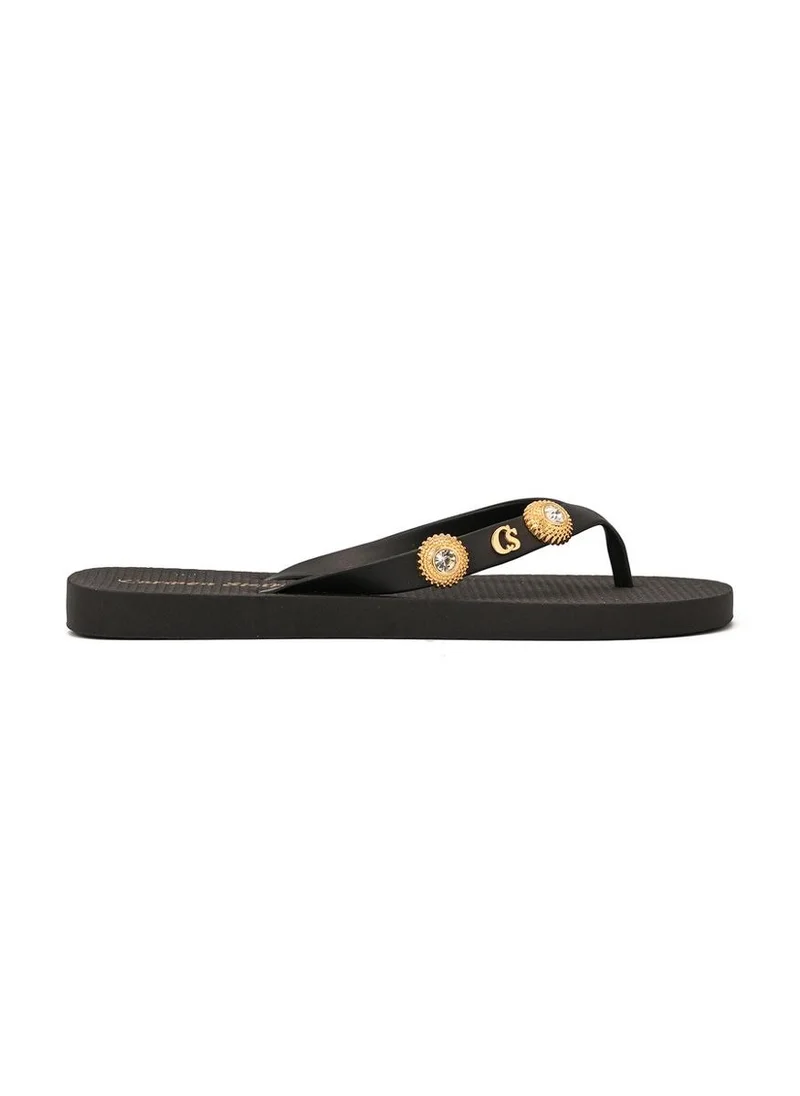 Carmen Steffens  Black Flip-Flops with Decoration for Women | Best Price UAE