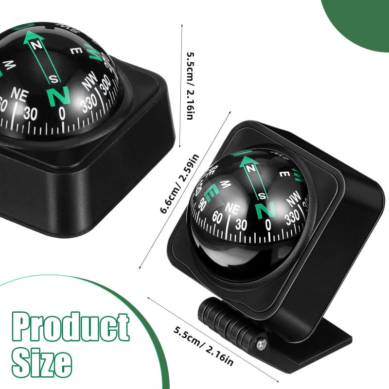 Black 2.6 Inch Car Dashboard Compass Ball for Accurate Vehicle Navigation - Image 3