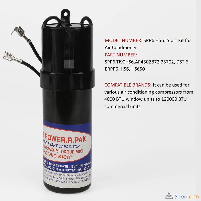 Seentech SPP6 Relay/Capacitor Hard Start Kit for Air Conditioner - 500% Increase Starting Torque - Image 4