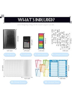 erorex Budget Binder With Zipper Envelopes Cash Envelopes For Budgeting A6 Pu Leather Budget Planner 2023 With Cash Envelopes Calculator Bill Money Organizer For Cash Saving Budget System Wallet  - Image 3