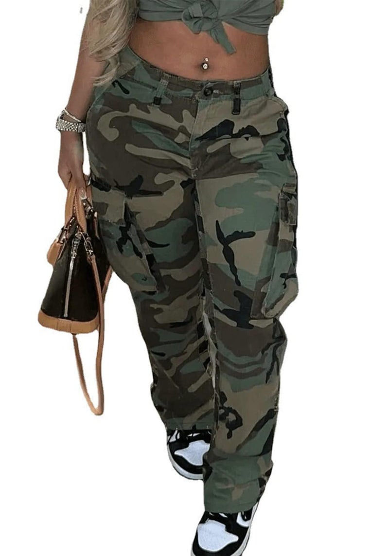 Vakkest Womens Cargo Pants Camo Jogger Leggings Workout Sweatpants Oversized Outdoor BF Streetwear with Pockets - Image 1