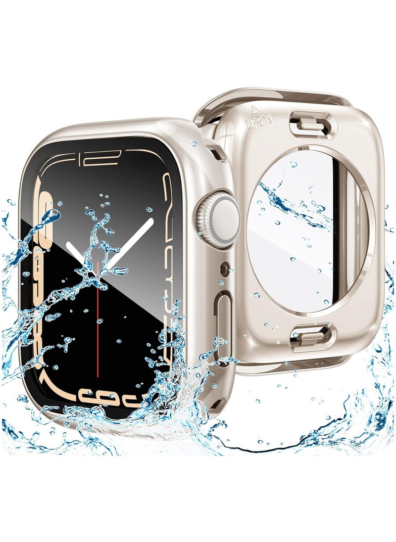 Generic - Waterproof Case for Apple Watch Series 10 42mm with Tempered Glass Screen Protector, 360 Full Coverage Protective Cover for Apple iWatch S10 42mm, Starlight - Image 1