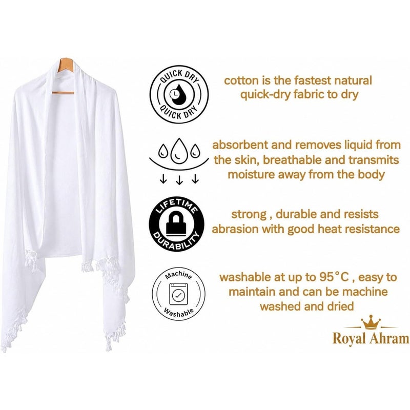 Jumbo extra Large XXXL Adult Hajj Umrah Mens Wearing 100 hygienic Pure Cotton Towel Clothing Set ihram ehram ahram 2 Pcs Towels top, Bottom 110x241Vcm New Dry Fast Microfiber Woven Technology - Image 4