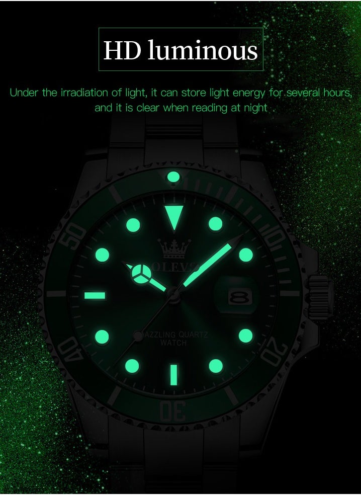 OLEVS - OLEVS Men's Watch Luxury Top Brand One-Way Rotating Outer Ring Design Quartz Watch for Men Auto Date Waterproof Wrist Watches - Image 1