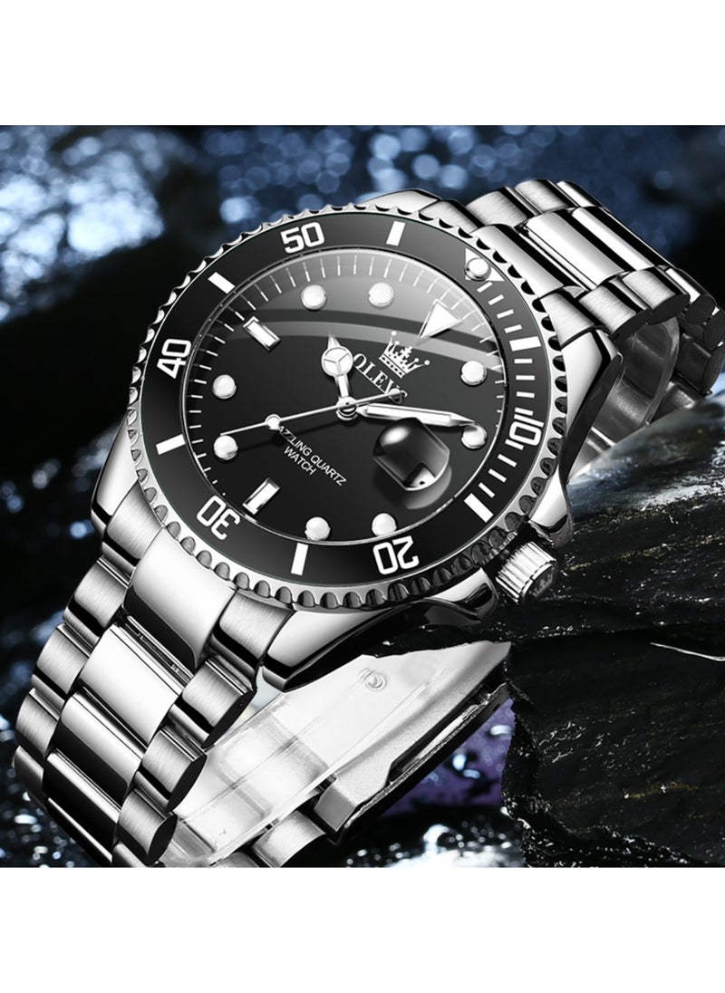OLEVS - OLEVS Men's Watch Luxury Top Brand One-Way Rotating Outer Ring Design Quartz Watch for Men Auto Date Waterproof Wrist Watches - Image 1