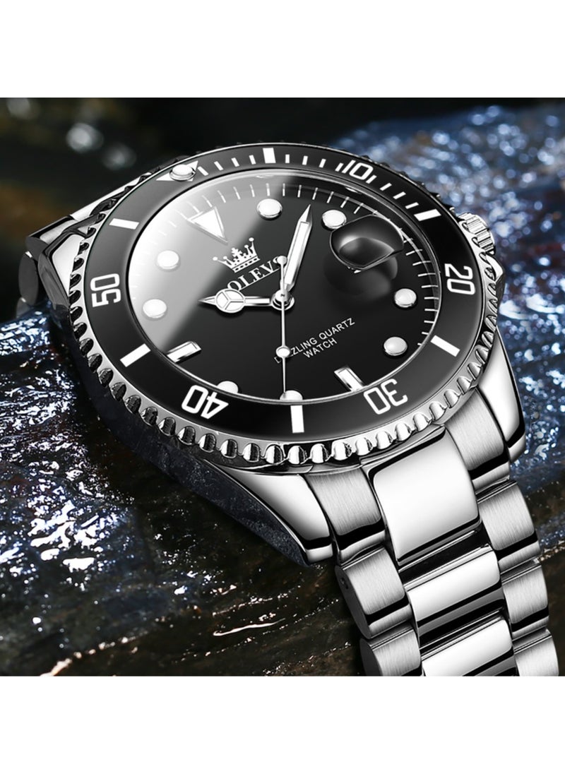 OLEVS - OLEVS Men's Watch Luxury Top Brand One-Way Rotating Outer Ring Design Quartz Watch for Men Auto Date Waterproof Wrist Watches - Image 1