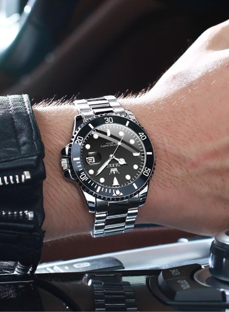 أوليفز ساعة OLEVS للرجال فاخرة من أفضل العلامات التجارية بتصميم حلقة خارجية دوارة باتجاه واحد ساعة كوارتز للرجال بتواريخ تلقائية وساعات يد مقاومة للماء - Image 4