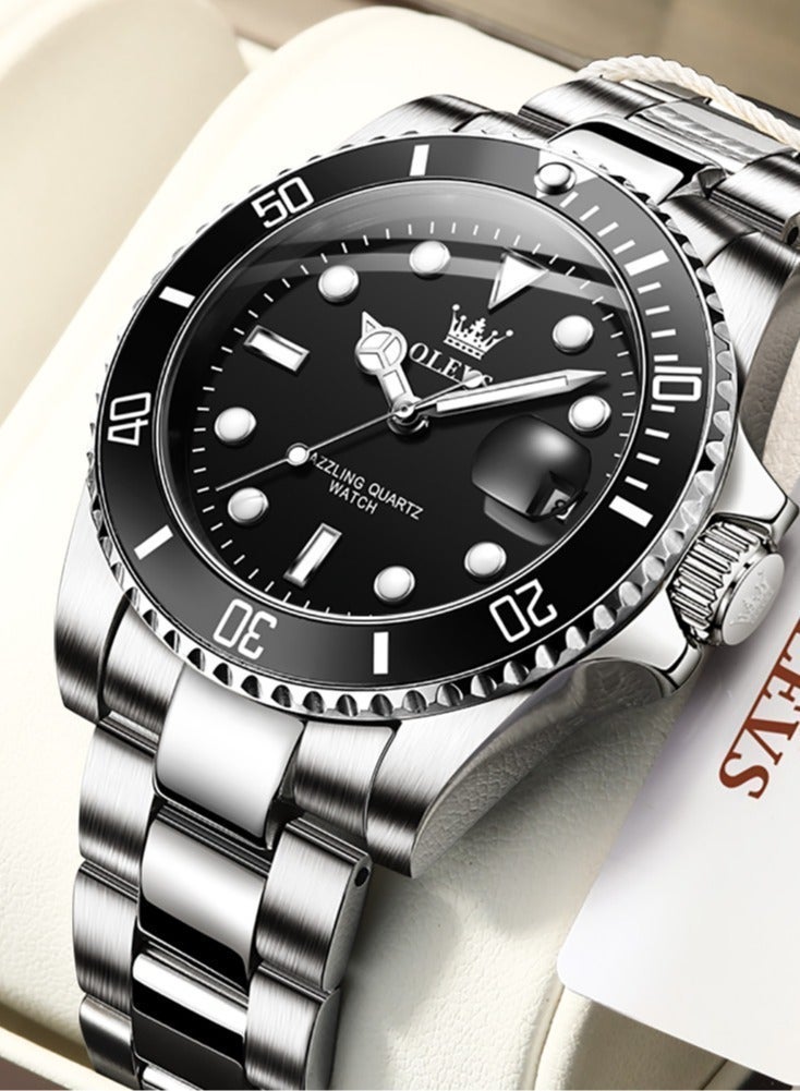 أوليفز ساعة OLEVS للرجال فاخرة من أفضل العلامات التجارية بتصميم حلقة خارجية دوارة باتجاه واحد ساعة كوارتز للرجال بتواريخ تلقائية وساعات يد مقاومة للماء - Image 1