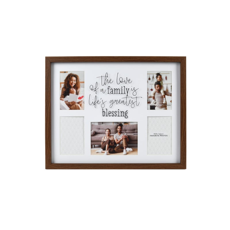 Prinz 5Opening 20 X 16 Family Blessings Shadowbox Picture Frame Displays Four 4x6 and One 5x7 Photos in WhiteDark Brown