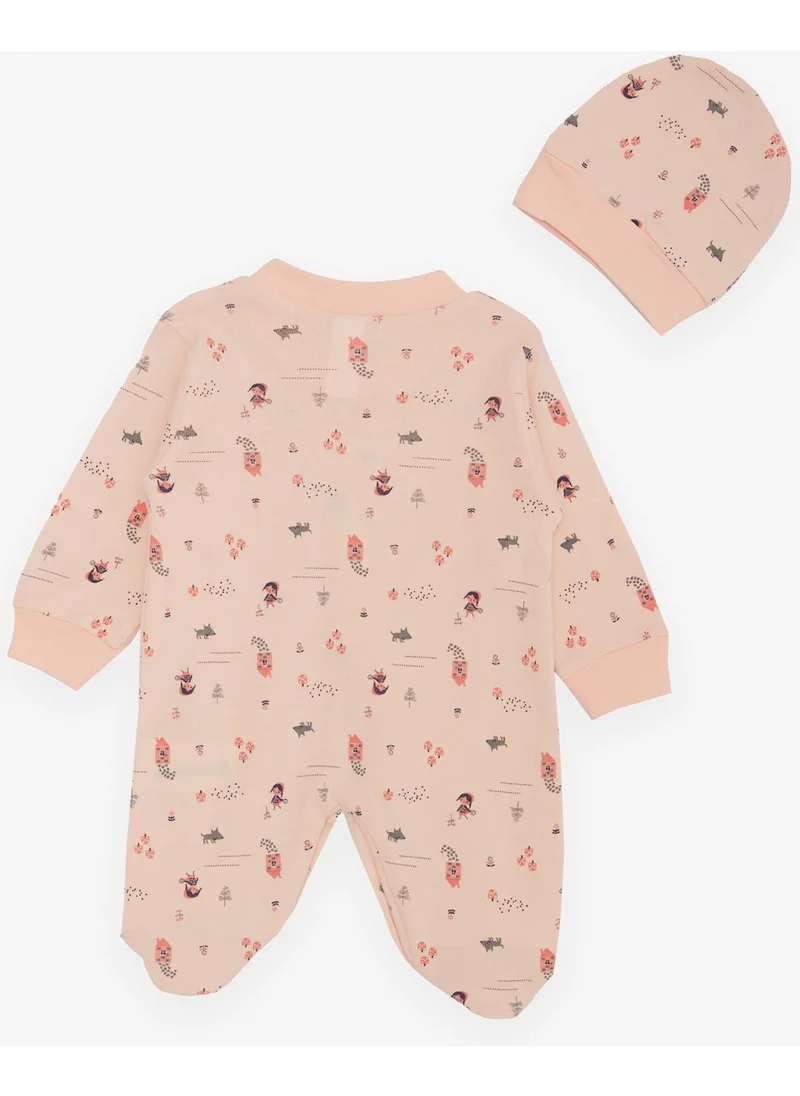 Breeze Baby Girl Booties Jumpsuit Spring Themed Cute Girl Patterned 0-6 Months, Salmon