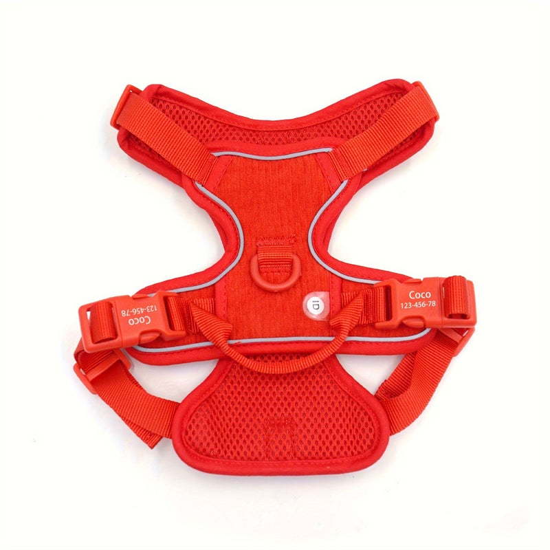 Dark Green Corduroy Pet Harness Set With Leash Poo Bag Holder 3 Piece Dog Supplies Customized Name - Image 5