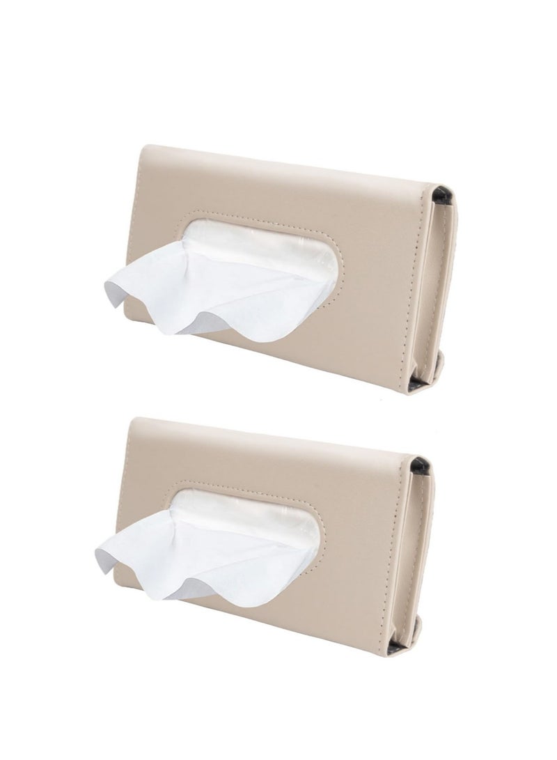 تراسل حامل مناديل للسيارة، حامل مناديل للواقي الشمسي، حامل مناديل ومناديل فاخر من الجلد، حافظات مناديل ورقية للواقي الشمسي للسيارة، للسيارات العادية، المقعد الخلفي، والواقي الشمسي للسيارة - Image 1