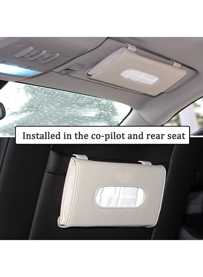 تراسل حامل مناديل للسيارة، حامل مناديل للواقي الشمسي، حامل مناديل ومناديل فاخر من الجلد، حافظات مناديل ورقية للواقي الشمسي للسيارة، للسيارات العادية، المقعد الخلفي، والواقي الشمسي للسيارة - Image 4