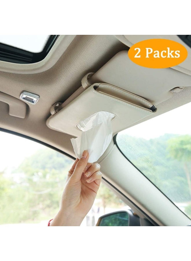 تراسل حامل مناديل للسيارة، حامل مناديل للواقي الشمسي، حامل مناديل ومناديل فاخر من الجلد، حافظات مناديل ورقية للواقي الشمسي للسيارة، للسيارات العادية، المقعد الخلفي، والواقي الشمسي للسيارة - Image 2