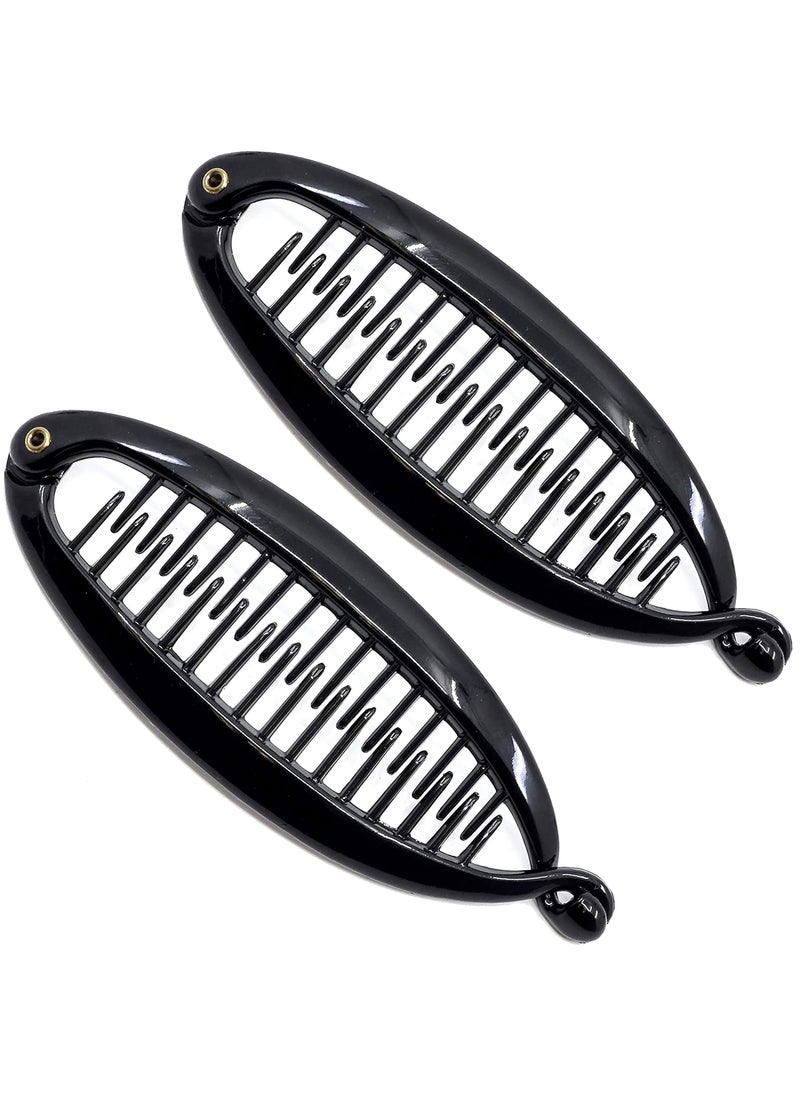 CAMILA - Camila Paris NV138 2 Pack French Small Banana Clip Hair Comb, Flexible Banana Clips Hair for Thin Hair Ponytail Holder Interlocking Banana Hair Clips Styling Hair Banana Clips for Women Made in France - Image 1