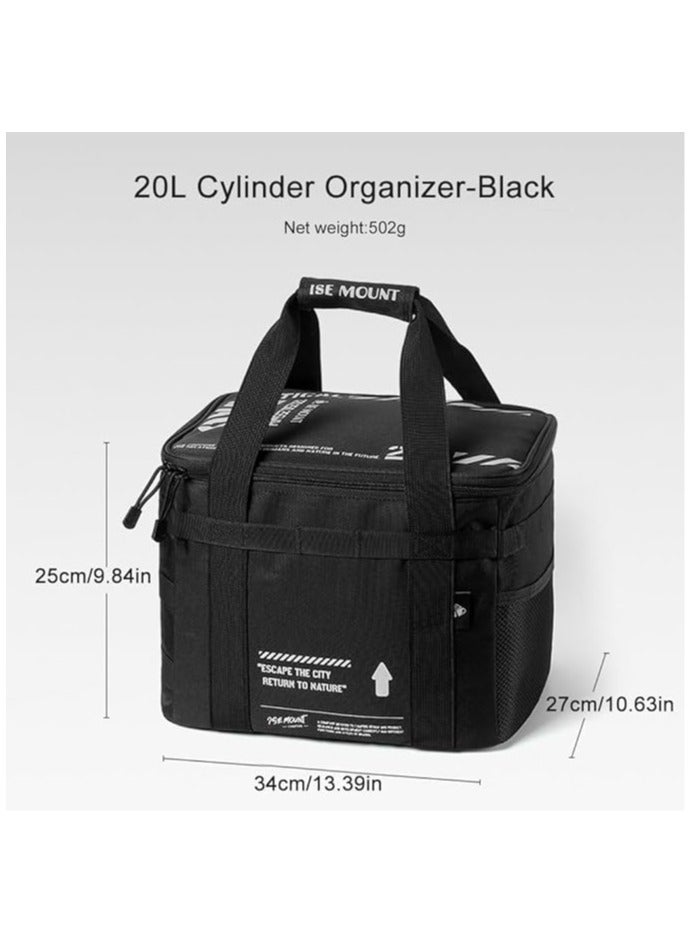 general Portable Outdoor Camping Organizer with Handle Gas Tank Tableware Box 20L Cookware Storage Bag Large Capacity Removable Dividers for Beach Picnic - Image 2