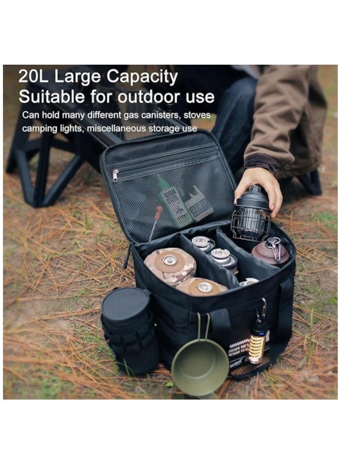 general Portable Outdoor Camping Organizer with Handle Gas Tank Tableware Box 20L Cookware Storage Bag Large Capacity Removable Dividers for Beach Picnic - Image 3
