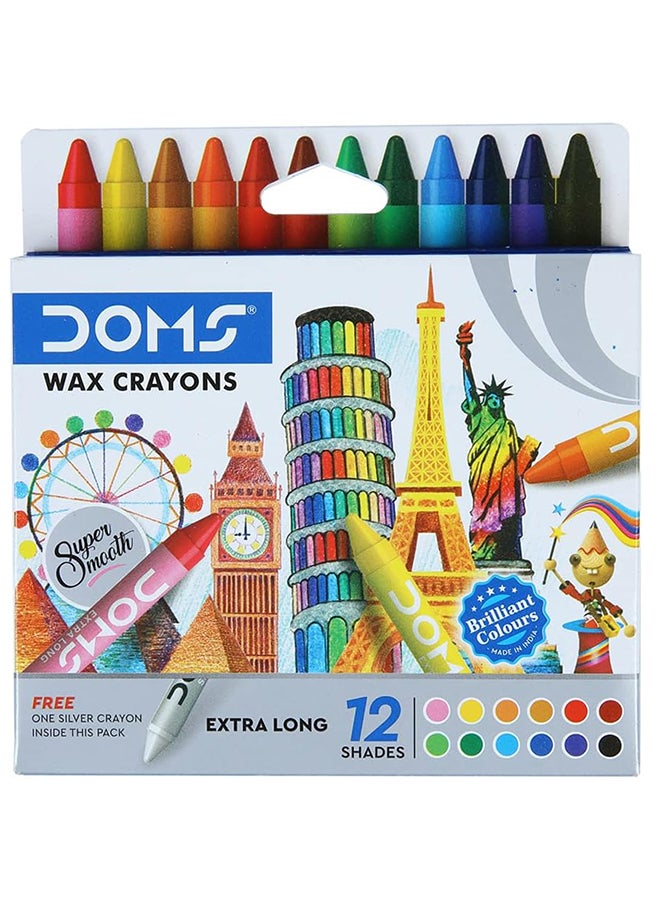 DOMS دومز شمع ملون طويل جداً 12 لوناً - Image 1