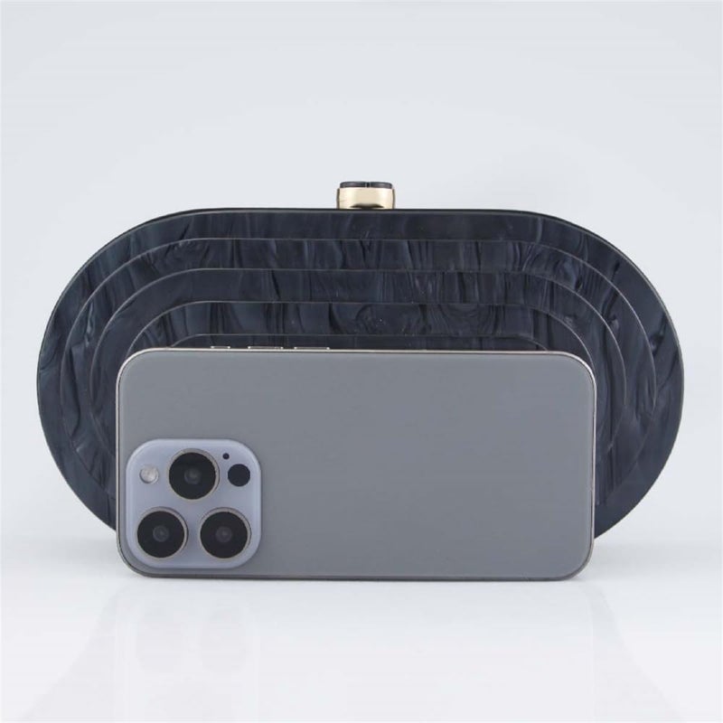 GSYPS Acrylic Clutch Purse Marbled Evening Handags Elegant Shoulder Bag for Wedding Cocktail Party Prom C-Black - Image 2