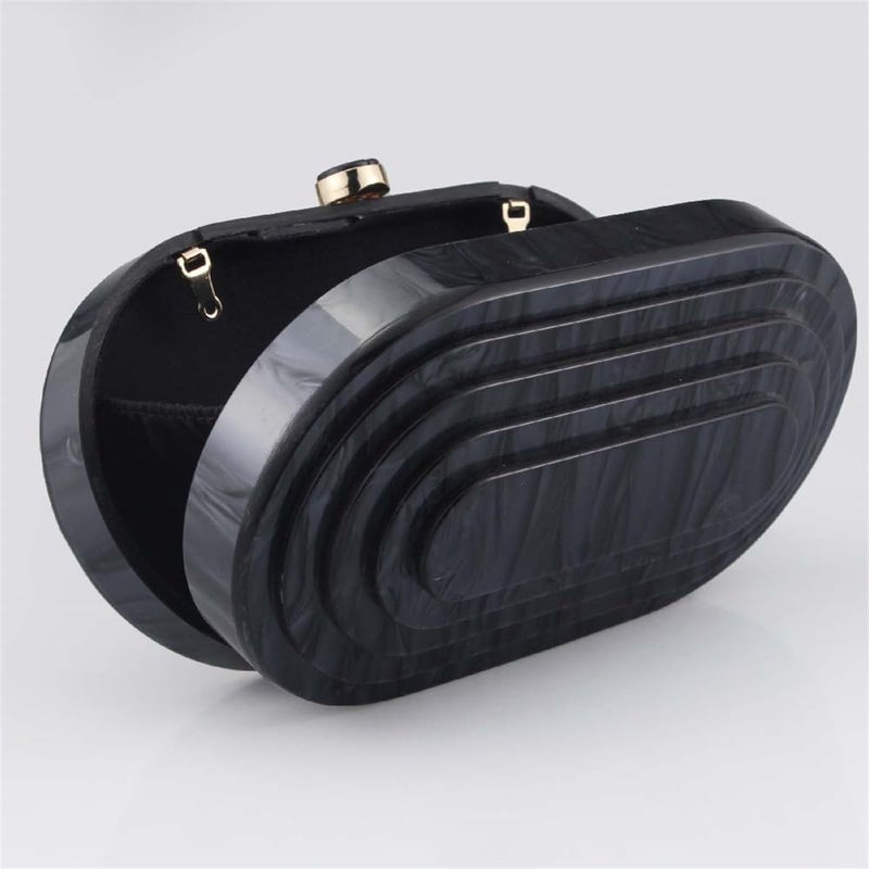 GSYPS Acrylic Clutch Purse Marbled Evening Handags Elegant Shoulder Bag for Wedding Cocktail Party Prom C-Black - Image 3