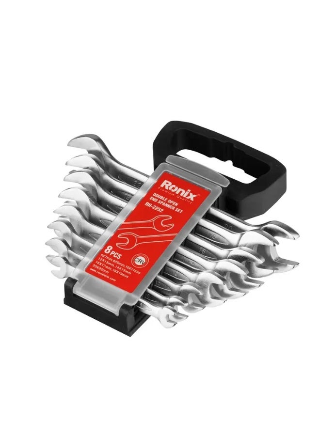 RONIX 8Pcs Double Open End Spanner Set 6x7 to 20x22mm, Cr-V, German Engineering #Ronix RH-2252 - Image 2